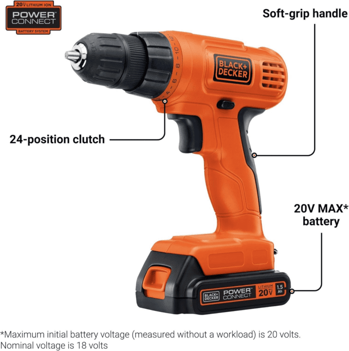 20V MAX POWERECONNECT Cordless Drill/Driver + 30 Piece Bits and Drivers Kit (LD120VA) - Image 2