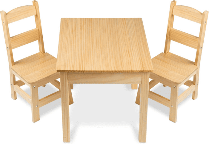 Solid Wood Table and 2 Chairs Set - Light Finish Furniture for Playroom - Image 5