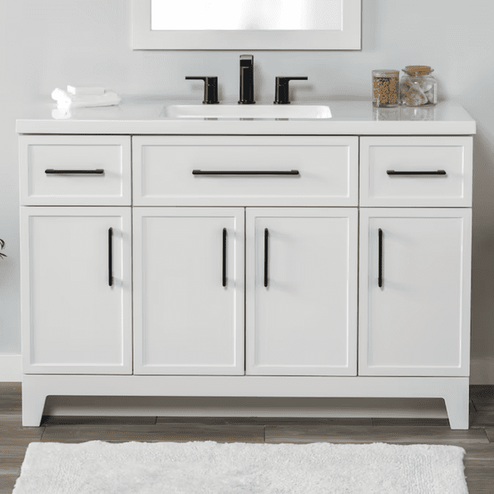 Potter 48-In White Single Sink Bathroom Vanity with White Cultured Marble Top