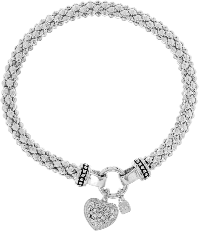 Women'S Silvertone Crystal Pave Heart Stretch Bracelet