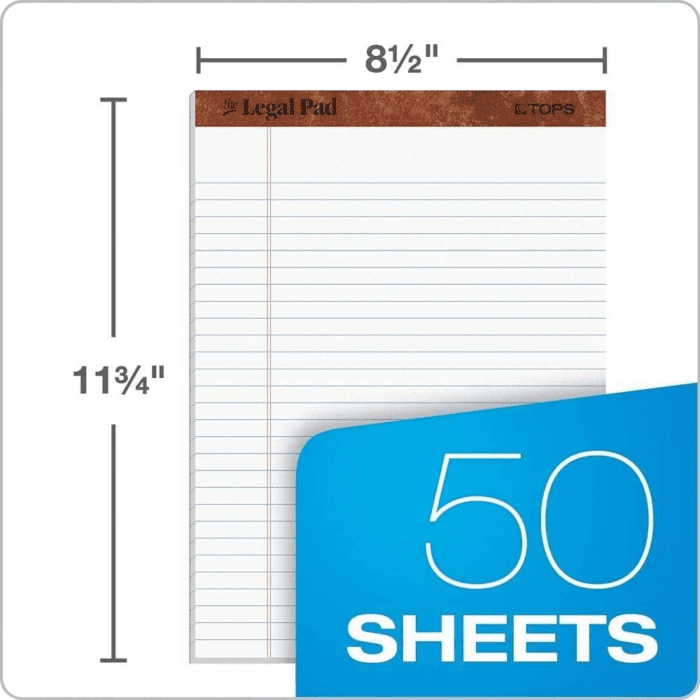 8.5 X 11 3/4 Legal Pads, 12 Pack, the Legal Pad Brand, Wide Ruled, White Paper, 50 Sheets per Writing Pad, Made in the USA (7533) - Image 2