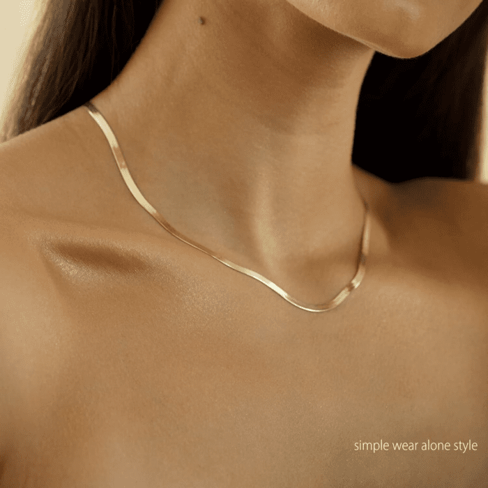 Herringbone Necklace for Women,Dainty Gold Necklace,14K Gold Plated Snake,Gold Chain Choker Necklaces,Simple Gold Layered Necklaces,Gold Jewelry Gift for Women - Image 5