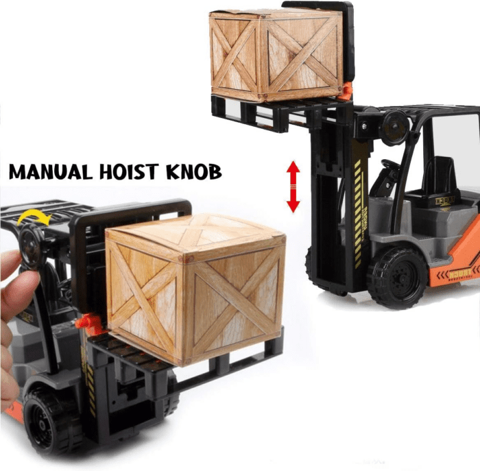 Toy Forklift Truck with Pallet & Cargo - 1:22 Scale Friction Powered Wheels & Manual Lifting Control - Warehouse Lifting Vehicle for Kids Play - Image 2