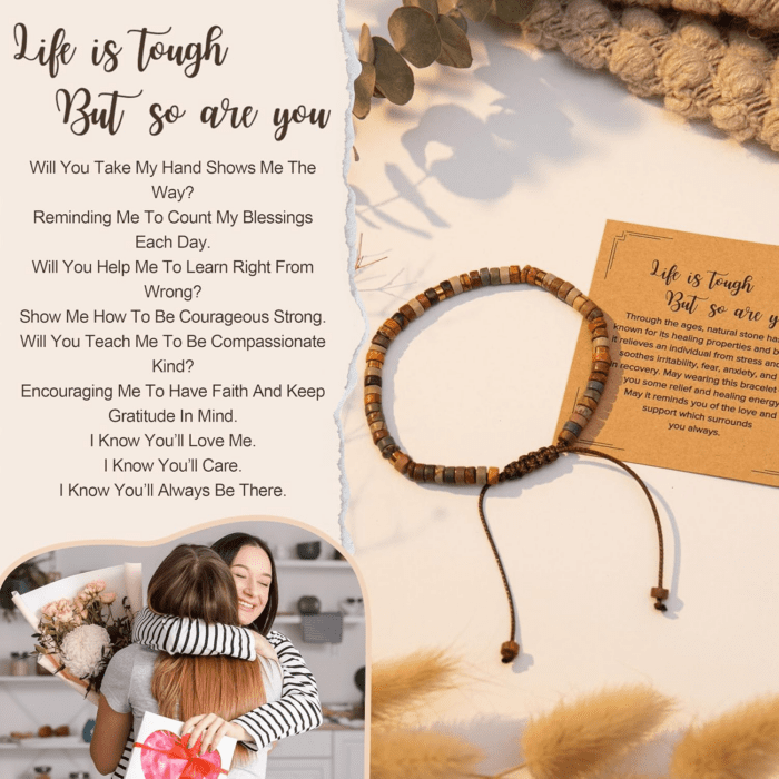 Inspirational Gifts Bracelets for Women Healing Natural Stone Bracelets - Get Well Soon Gifts for Women Best Friends Sister Girls - Life Is Tough but so Are You Bracelet - Image 6