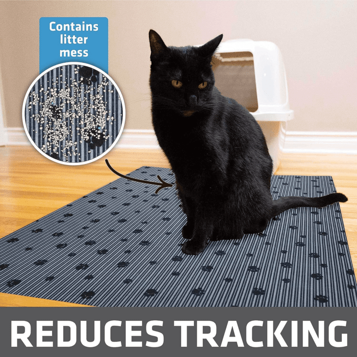 Original Cat Litter Mat, Contains Mess from Box, Protects Floors, Urine-Proof, Machine Washable, Soft on Kitty Paws, Absorbent, Waterproof (USA Made, Recycled Content) (28”X36”)(Greystripepaw) - Image 2