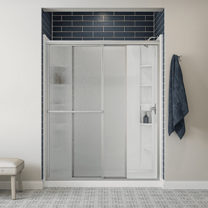 Deluxe Silver 54-In to 60-In W X 70-In H Framed Sliding Shower Door - Image 2