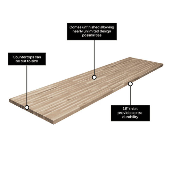 10-Ft X 25-In X 1.5-In Finger-Jointed Natural Acacia Butcher Block Countertop - Image 6