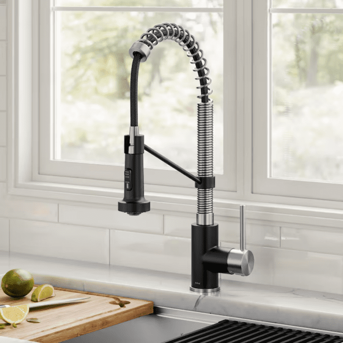 Bolden Spot-Free Stainless Steel Single Handle Pull-Down Kitchen Faucet with Sprayer (Deck Plate Included) - Image 17