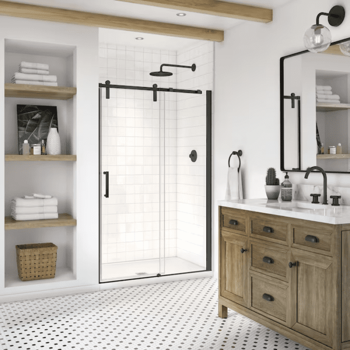 Outback Matte Black 55-1/4-In to 58-1/2-In W X 70.5-In H Semi-Frameless Bypass Sliding Shower Door - Image 15