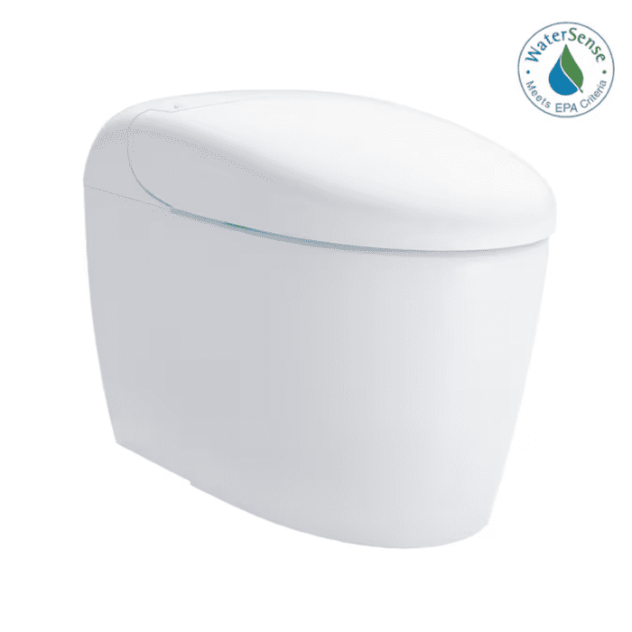 Neorest Cotton White Touchless Flush Elongated Chair Height Soft Close Bidet 12-In Rough-In Watersense Labeled 1.6 GPF