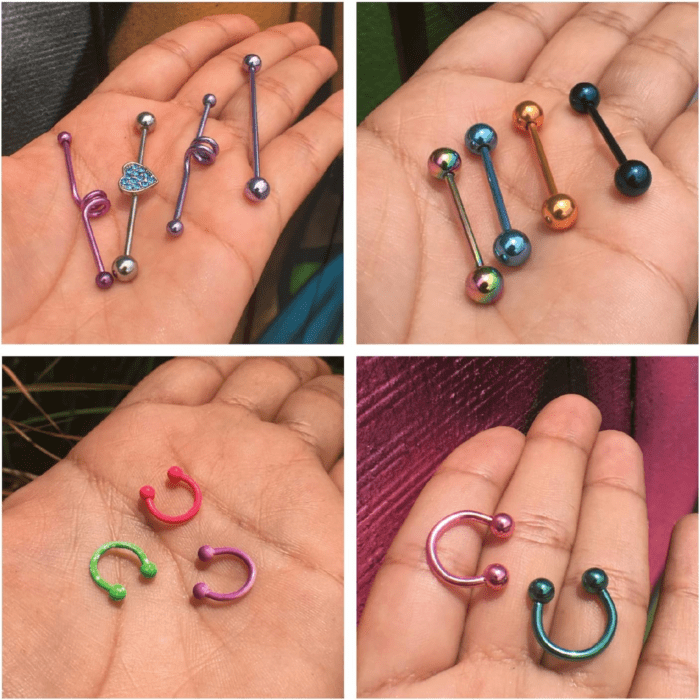 120PC Body Piercing Jewelry - Ear Tragus Cartilage Daith Nose Septum Lip Belly Button - 14G 16G 18G 20G RANDOM Mix - Horseshoes Rings Barbells Studs Industrial - Surgical Steel Acrylic - Image 6