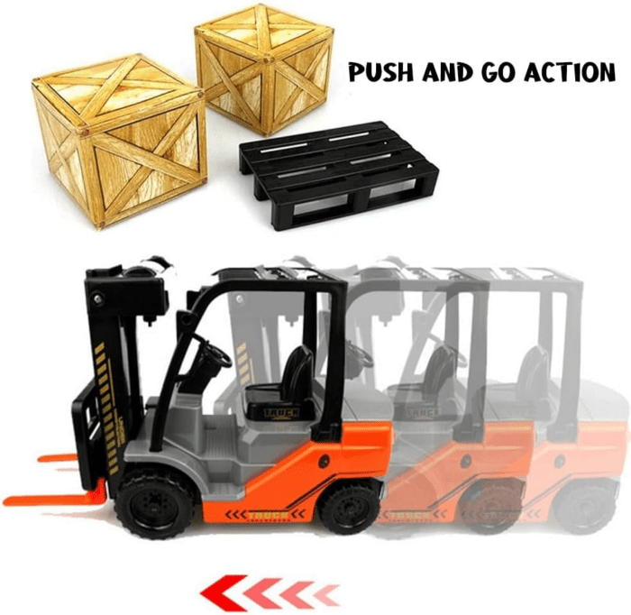 Toy Forklift Truck with Pallet & Cargo - 1:22 Scale Friction Powered Wheels & Manual Lifting Control - Warehouse Lifting Vehicle for Kids Play - Image 3