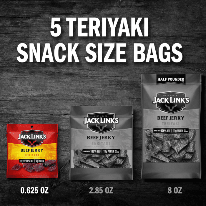 Beef Jerky, Teriyaki, Multipack Bags – Flavorful Meat Snacks for Lunches, Ready to Eat - Great Stocking Stuffers, Gifts for Men, 7G of Protein, Made with 100% Beef – 0.625 Oz (Pack of 5) - Image 6