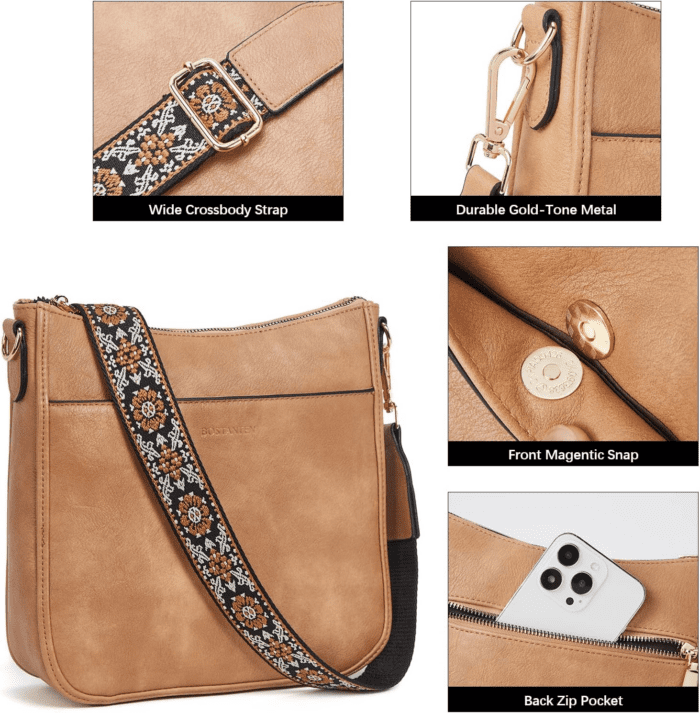 Crossbody Bags for Women Trendy Vegan Leather Hobo Purses Shoulder Handbags with Wide Shoulder Strap - Image 4