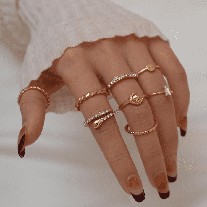 68 Pcs Gold Knuckle Rings Set for Women, Stackable Rings Boho Joint Finger Midi Rings Silver Hollow Carved Crystal Stacking Rings Pack for Gift - Image 2