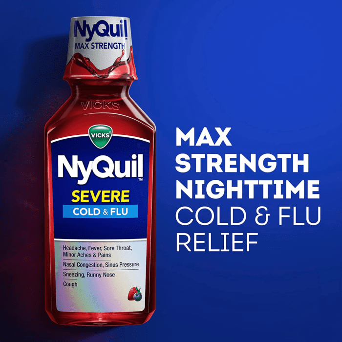 Nyquil SEVERE Cold, Flu, and Congestion Medicine, 2X12 Fl Oz Twin Pack, Berry Flavor, Maximum Strength, Nighttime Relief - Image 8