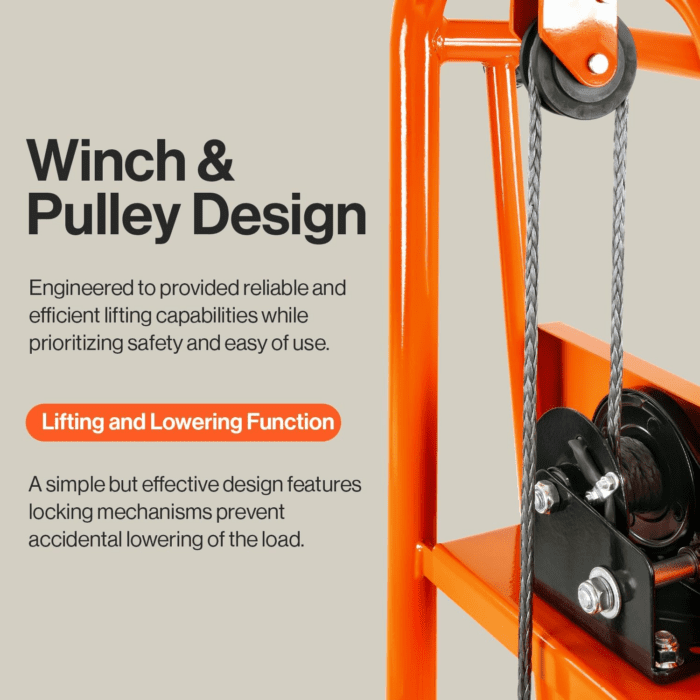 Material Lift Winch Stacker, Pallet Truck Dolly, Lift Table, Fork Lift, 330 Lbs 40" Max Lift W/ 8" Wheels, Swivel Casters [Patent Pending] - Image 6