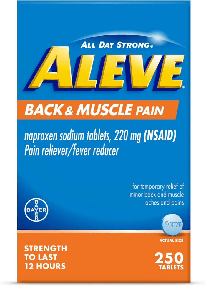 Back & Muscle Pain Relief Naproxen Sodium Tablets, Pain Reliever & Fever Reducer, Medicine for Body , 250 Count