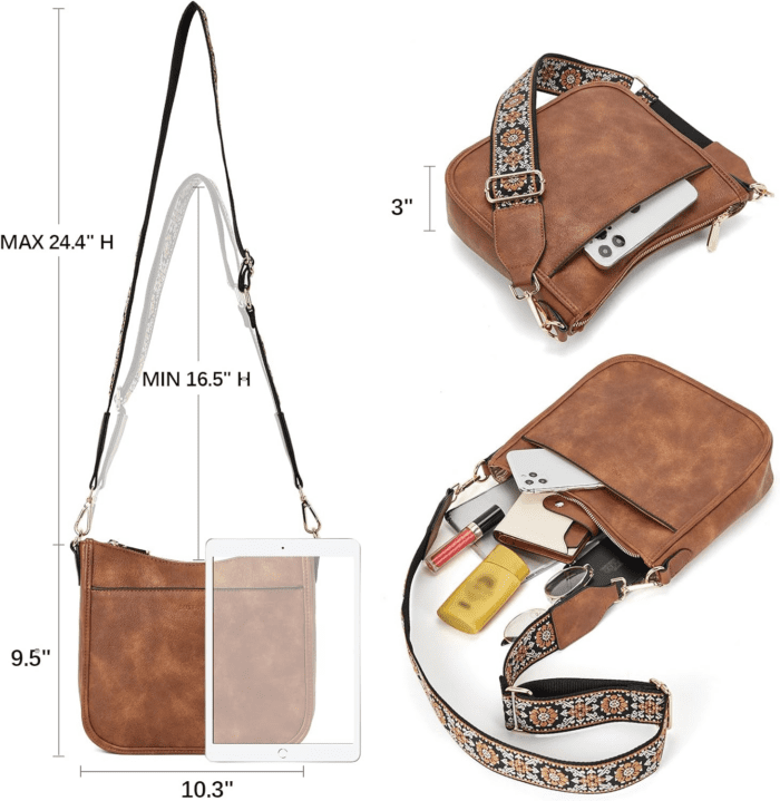 Crossbody Bags for Women Trendy Vegan Leather Hobo Purses Shoulder Handbags with Wide Shoulder Strap - Image 3