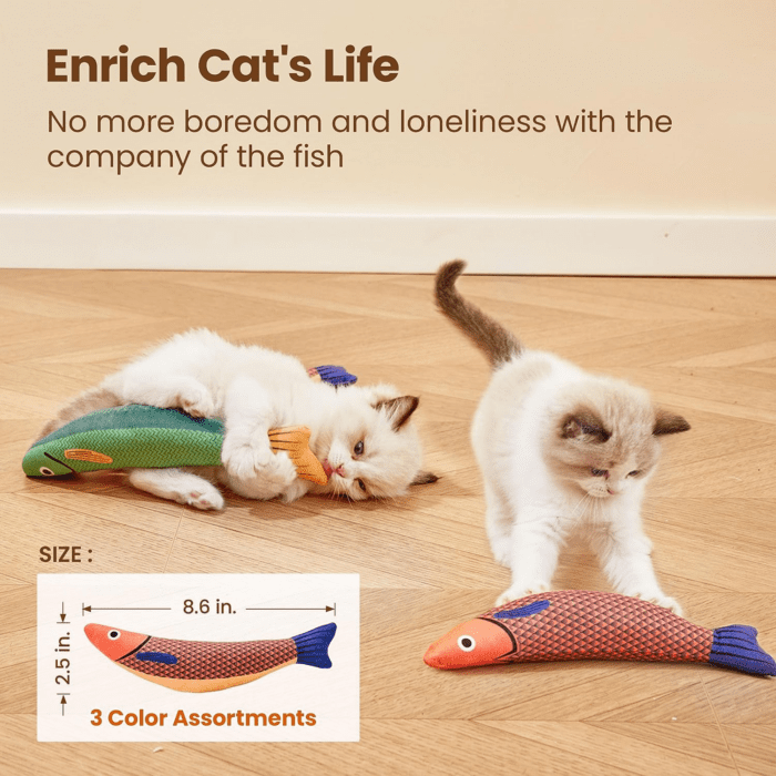 Cat Toys Saury Fish, 3 Pack Catnip Crinkle Sound Toys Soft and Durable, Interactive Cat Kicker Toys for Indoor Kitten Exercise 9.4 Inches for All Breeds - Image 2