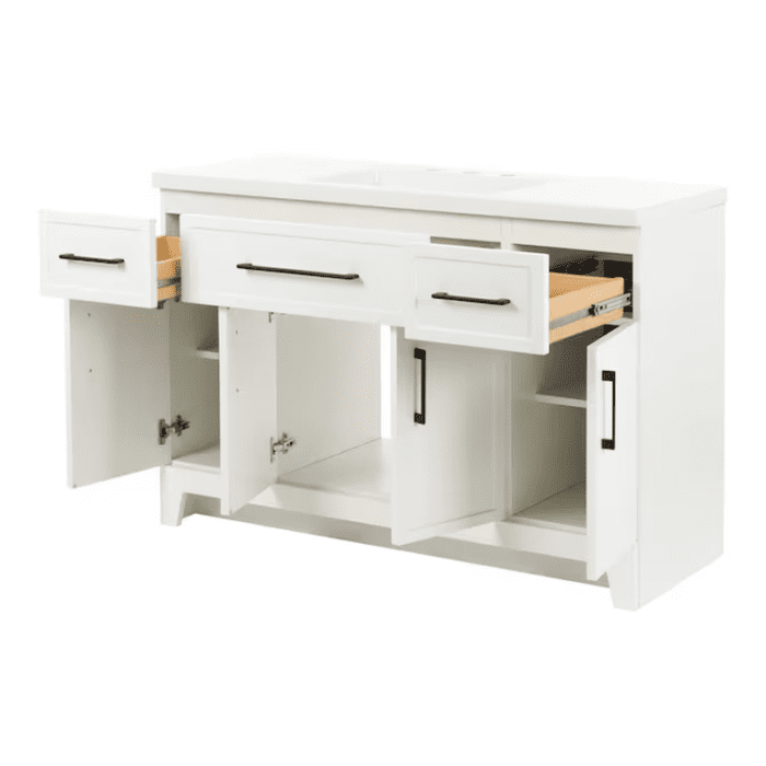 Potter 48-In White Single Sink Bathroom Vanity with White Cultured Marble Top - Image 4