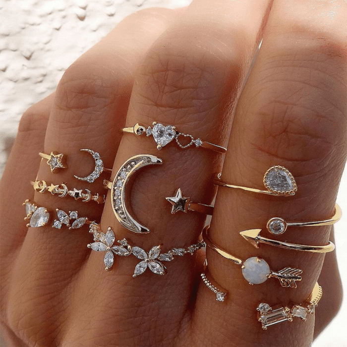 Gold Stackable Rings for Women Gifts Trendy Stuff Simple Star Moon Knuckle Rings Set Boho Rings Cute Stuff Birthday Gifts Stocking Stuffers for Christmas Gifts 2024 - Image 2