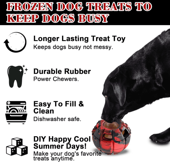 Dog Toy, Frozen Dog Treats to Keep Dogs Busy, Interactive Treat Dispensing Dog Toy Puzzle, Interactive Chew Toys for Large Dog, Power Chewer, Durable Rubber-Easy to Clean-Holds Kibble, Treats - Image 2