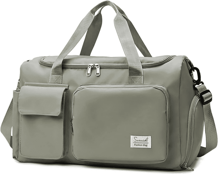 Sports Gym Bag with Shoes Compartment Travel Duffel Bag with Dry Wet Separated Pocket for Men and Women, Overnight Bag Weekender Bag Training Handbag Yoga Bag - Dark Gray