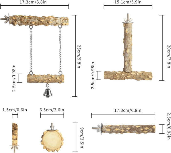 Bird Perches,4Pcs Natural Wood Birds Stand Branch, Bird Perch Chewing Stick Cage Accessories Parrot Climbing Standing Branches Paw Grinding Fork Sets for Parakeet Lovebirds Cockatiels Conure Budgies - Image 2