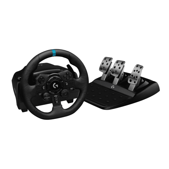 923 Racing Wheel and Pedals, TRUEFORCE up to 1000 Hz Force Feedback, Responsive Driving Design, Dual Clutch Launch Control, Genuine Leather Wheel Cover, for PS5, PS4, PC, Mac - Black