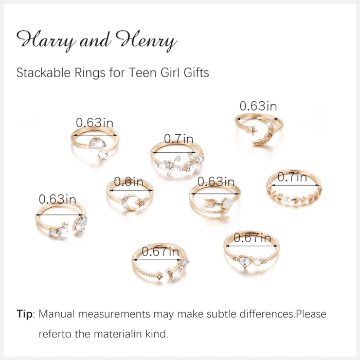 Gold Stackable Rings for Women Gifts Trendy Stuff Simple Star Moon Knuckle Rings Set Boho Rings Cute Stuff Birthday Gifts Stocking Stuffers for Christmas Gifts 2024 - Image 6