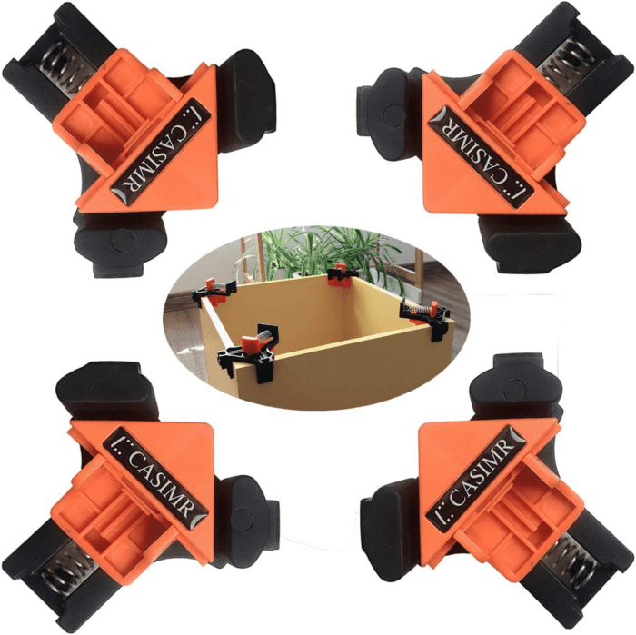 90 Degree Corner Clamp, 4 Pack Adjustable Single Handle Spring Loaded Right Angle Clamp,Swing Woodworking Clip Clamp Tool