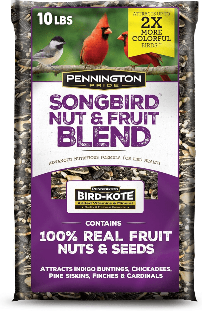 Pride Songbird Nut & Fruit Blend, Wild Bird Seed for outside Feeders, Advanced Nutrition Formula for Bird Health, 10-Lb. Bag