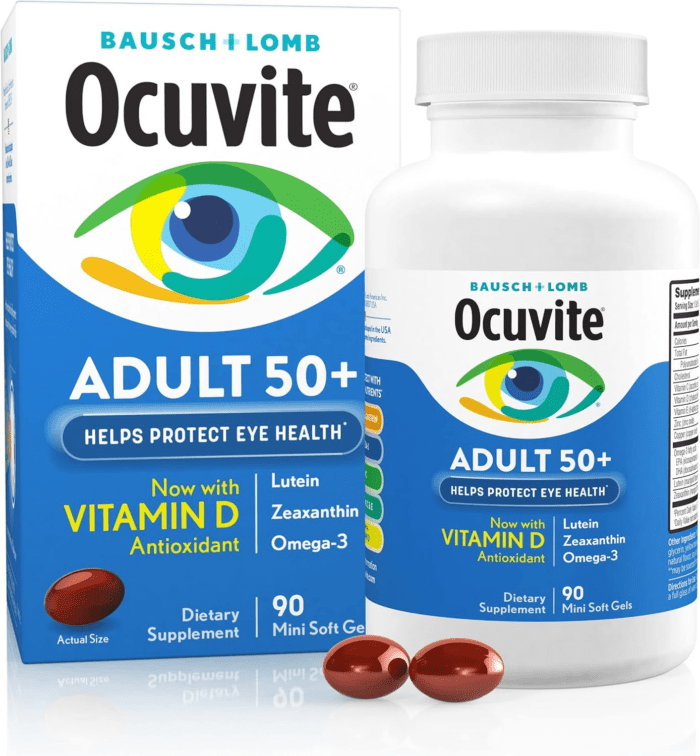 Eye Vitamin & Mineral Supplement, Contains Zinc, Vitamins C, E, Omega 3, Lutein, & Zeaxanthin, 90 Softgels (Packaging May Vary)