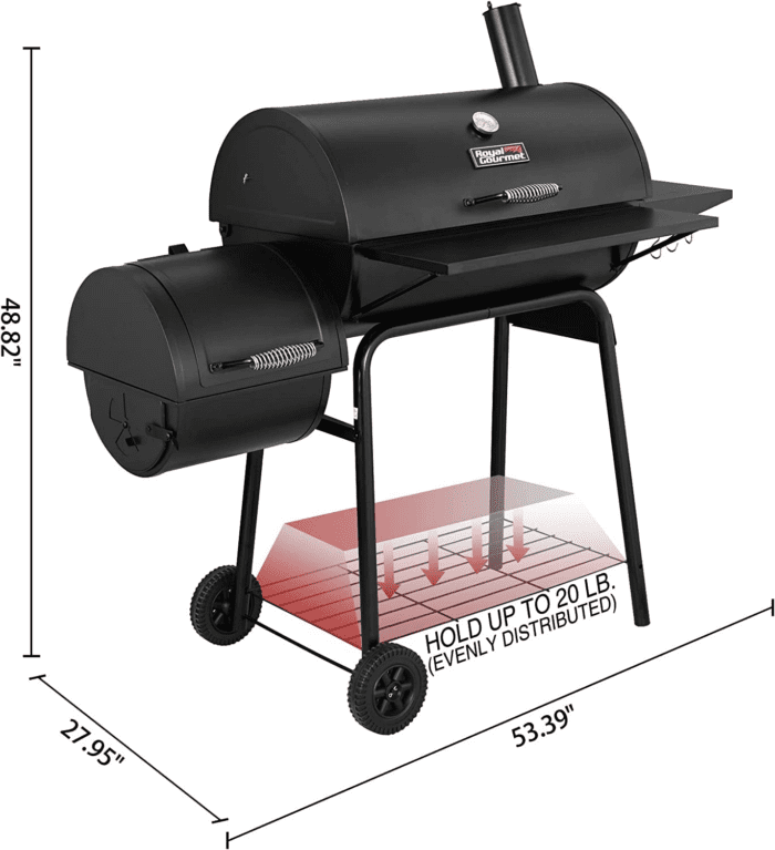 CC1830S 30" BBQ Charcoal Grill and Offset Smoker | 811 Square Inch Cooking Surface, Outdoor for Camping | Black - Image 3