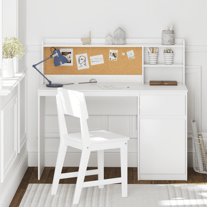 Kids Study Desk with Chair, Kids Desk and Chair Sets with Hutch and Storage Cabinet, Wooden Children Study Table, Student Writing Desk Computer Workstation for 5-12 Years Old - Image 8