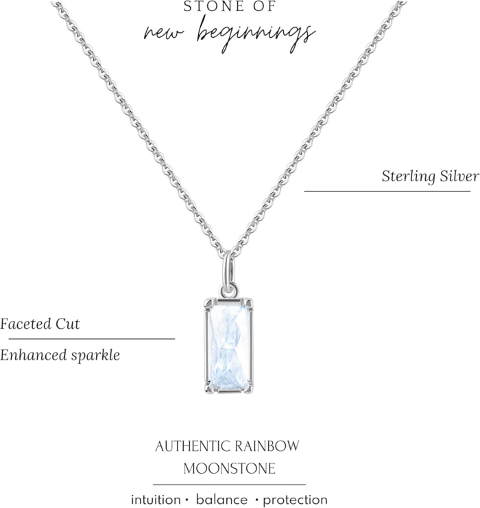 New Beginnings Rainbow Moonstone Sterling Silver Necklace for Women - Image 4