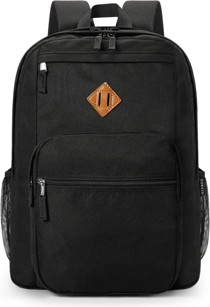 26L Black Backpack for School, College, and Travel: Water Resistant Bookbag with 8 Compartments - Image 9