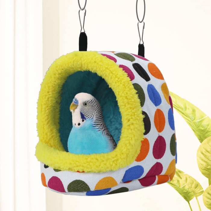 Bird Hanging Hammock Winter Warm Parrot Nest House Bed Plush Snuggle Pet Cave Hammock Toy for Conure Lovebird Budgie Parakeet Cockatiel Cage Accessory (Medium) - Image 4