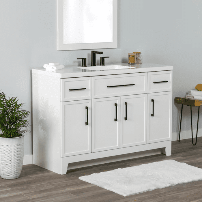 Potter 48-In White Single Sink Bathroom Vanity with White Cultured Marble Top - Image 8