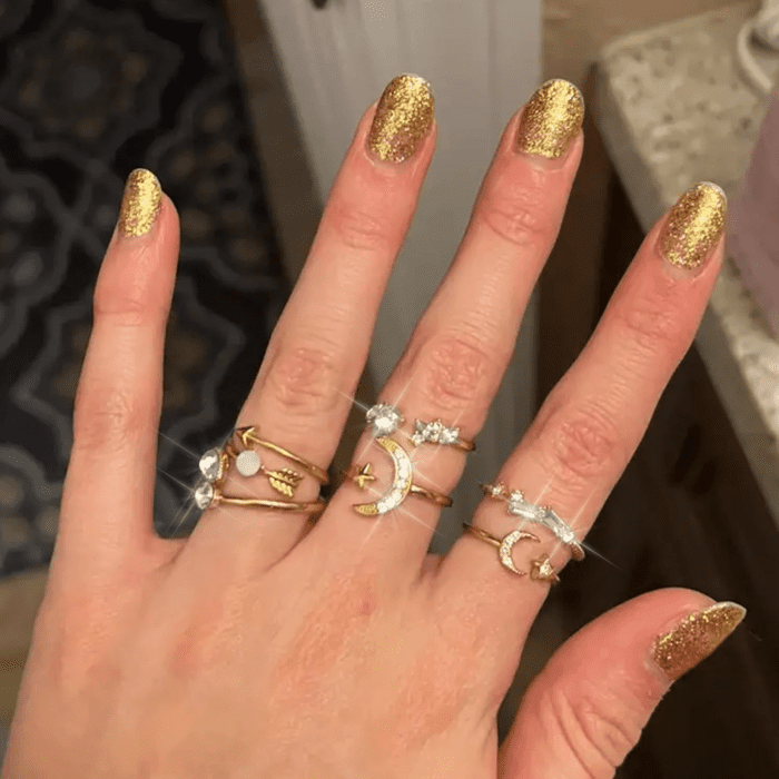 Gold Stackable Rings for Women Gifts Trendy Stuff Simple Star Moon Knuckle Rings Set Boho Rings Cute Stuff Birthday Gifts Stocking Stuffers for Christmas Gifts 2024 - Image 7