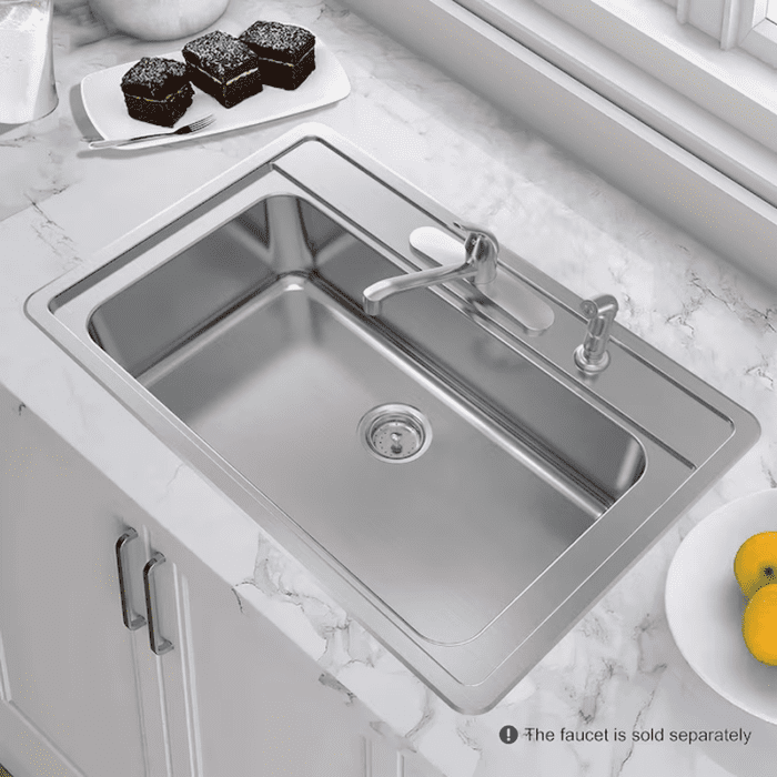 Fenway Drop-In 33-In X 22-In Stainless Steel Single Bowl 4-Hole Kitchen Sink