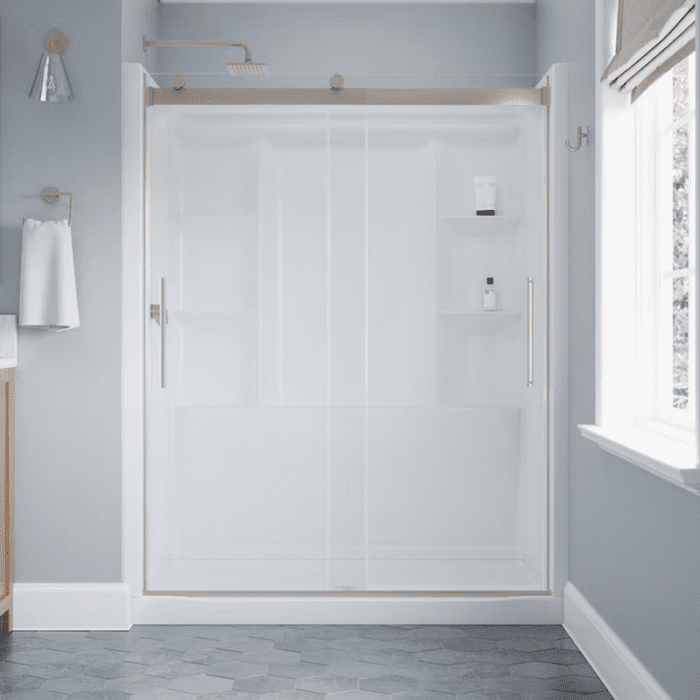 Everedge Shower Door Brushed Nickel 56-In to 60-In W X 71.1418-In H Frameless Sliding Shower Door - Image 8