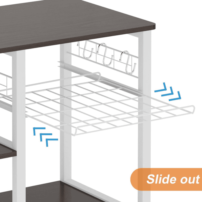 3-Tier Kitchen Baker'S Rack, Utility Microwave Oven Stand with Storage, Coffee Bar Station, Workstation Kitchen Shelf Cart, Walnut Black - Image 7