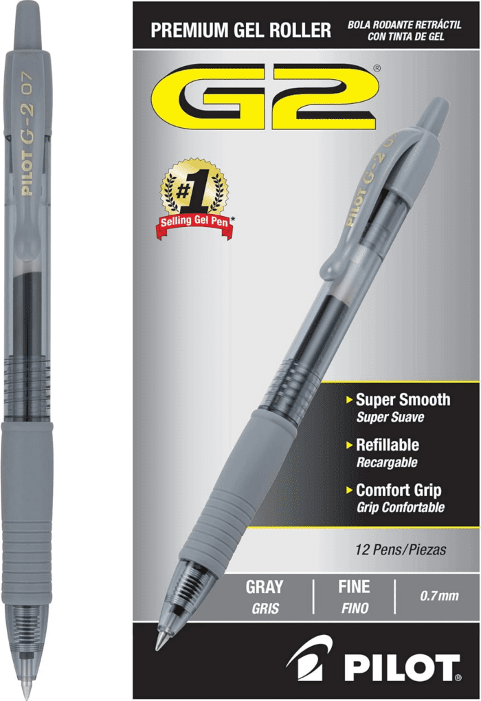 , G2 Premium Gel Roller Pens, Fine Point 0.7 Mm, Gray, Pack of 12 - Image 2