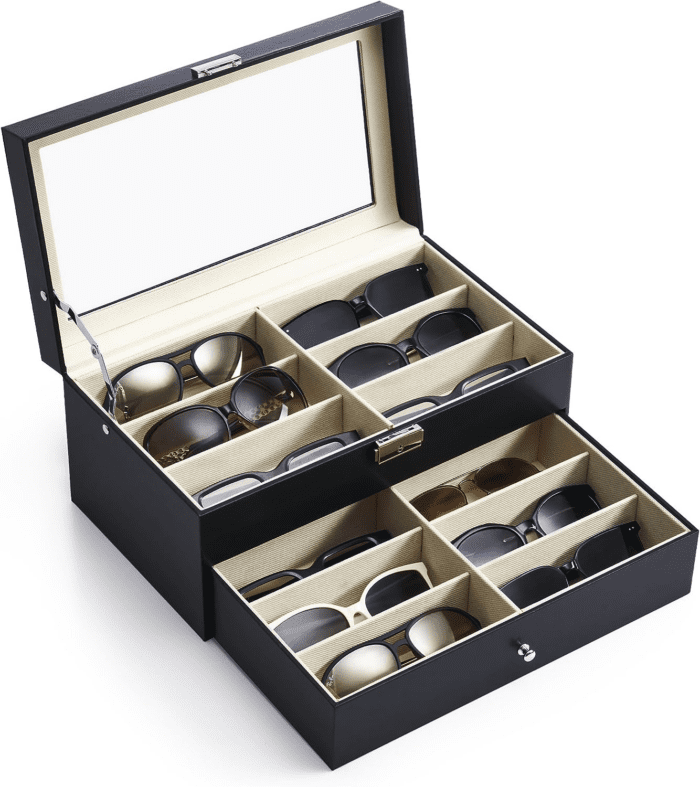 Sunglasses Organizer with 12 Slots, Multiple Eyeglasses Eyewear Display Case for Women Men