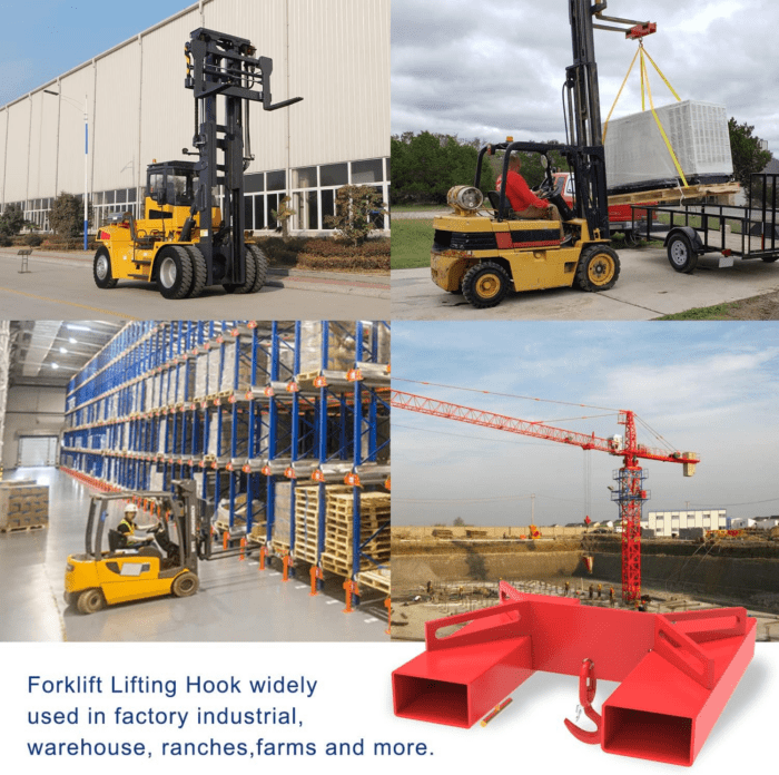 Forklift Lifting Hook with Red Powder Coating, Forklift Lifting Hoist Forklift Mobile Crane with Swivel Hook Fit for Dual Pallet Forks Fork Lifting Attachment - 6600Lbs Capacity - Image 6