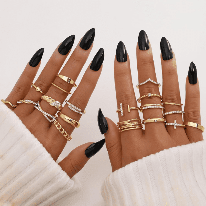 Gold Knuckle Rings Set for Women, Dainty Simple Trendy Cute Stackable Finger Rings Pack, Stacking Layering on Thumb and Knuckle, Mixed Size - Image 9