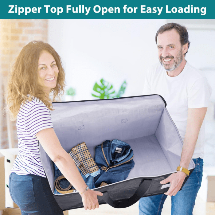 Moving Boxes Heavy Duty Moving Bags with Strong Zippers and Handles Collapsible Moving Supplies, Storage Totes for Packing & Moving Storing 93L,8-Pack - Image 4