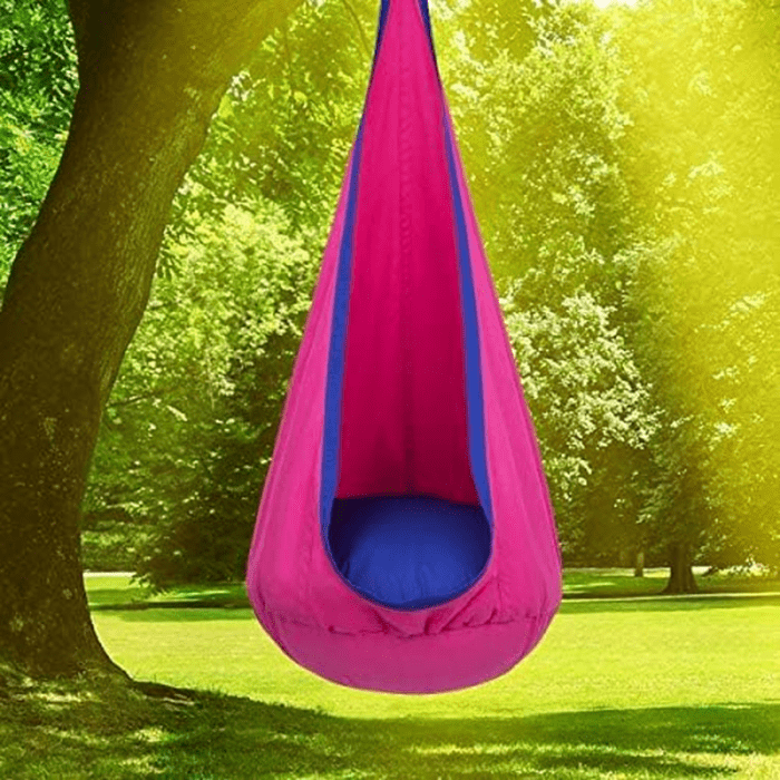 Kids Pod Swing Seat, Hanging Hammock Chair with Inflatable Pillow, Sensory Swing Chair for Outdoor and Indoor, Max 176 Lbs, Pink and Blue - Image 8